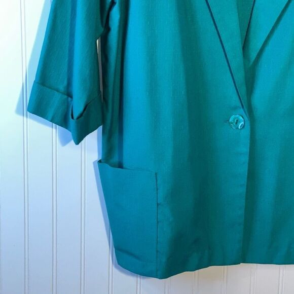 Vintage Alice Stuart One Button Blazer Jacket Women's size X-Large Green Office - Picture 4 of 12